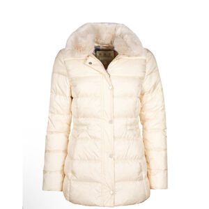 NWT Barbour Fortmartine Quilt Puffer Jacket in Cream 12